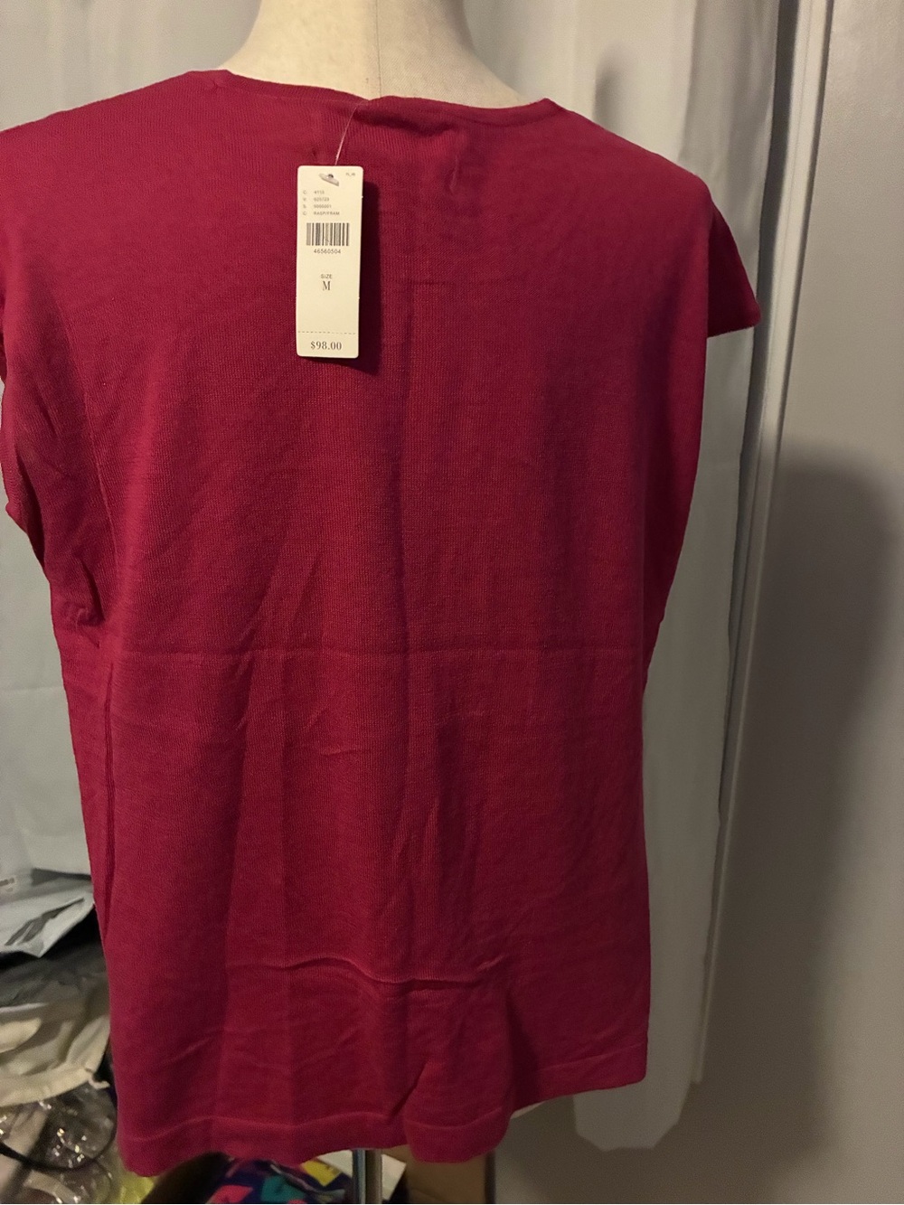 Knot-Front Short Sleeve Blouse - Raspberry Pink - Picture 2 of 3